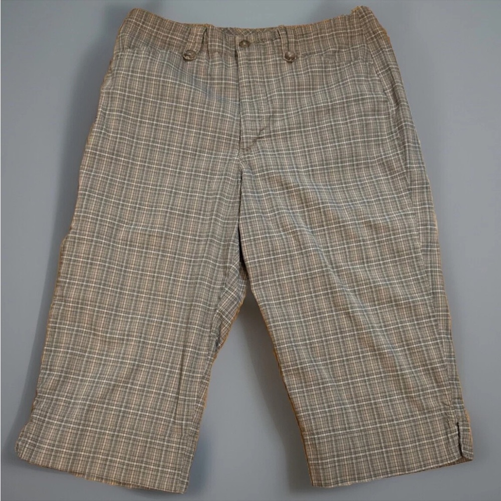 White Stag Brown Plaid Stretch Capri Pants Women's Size 12 Crop